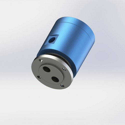 BP-2P-0001 2-in-2-out rotary joint flange mount aluminum blue anodized